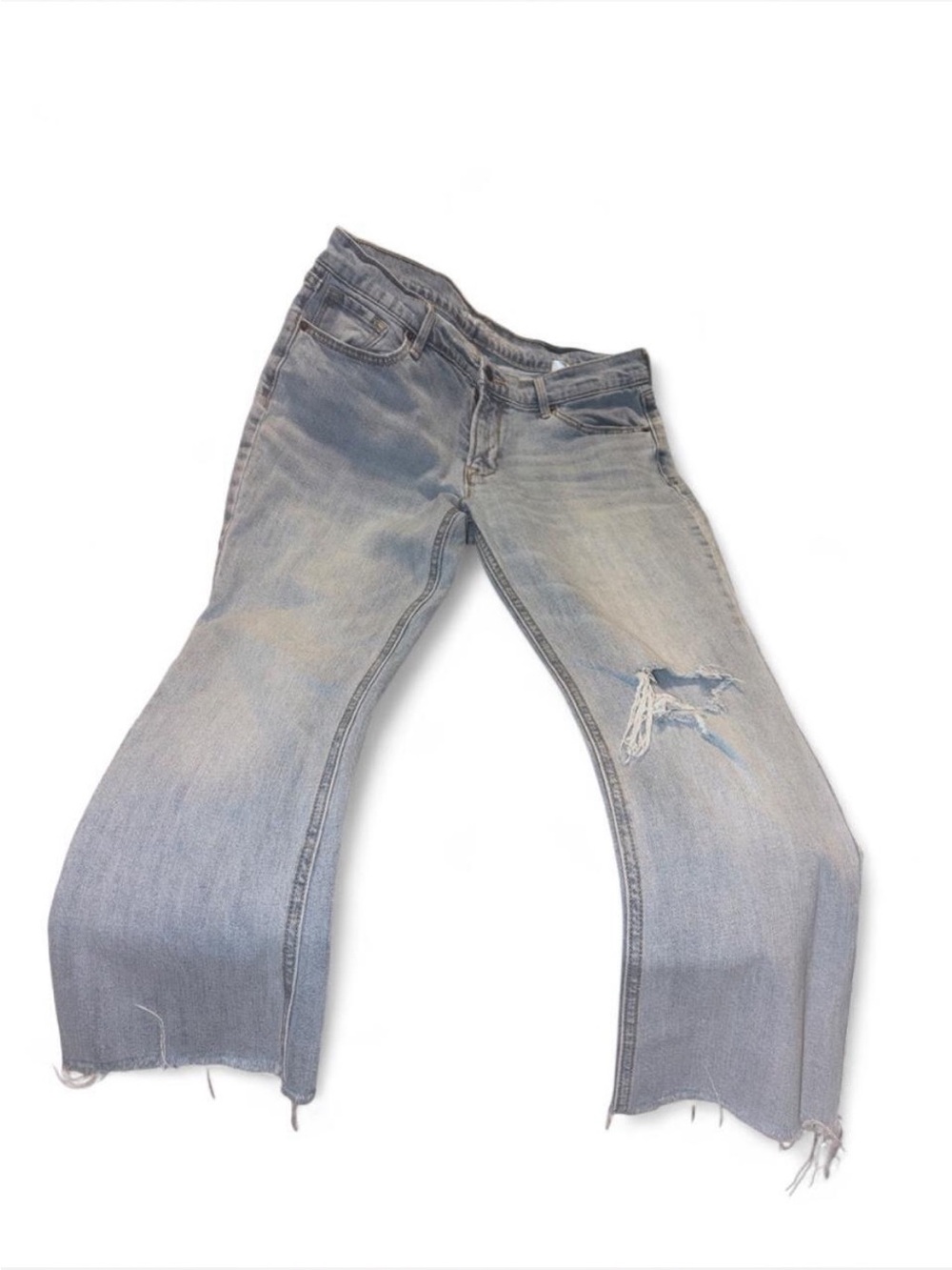 Old Navy Light Blue Flare Jeans with Distressed Knee